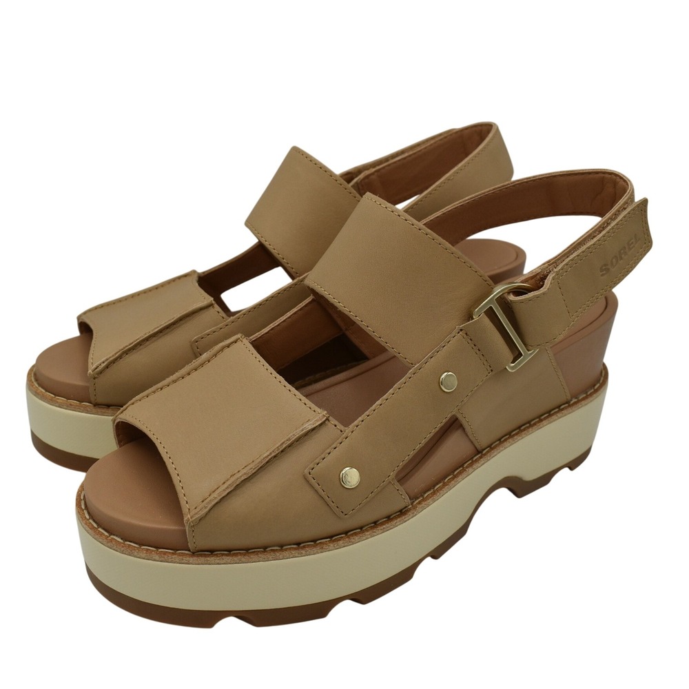 Sorel Women Size 10 Joanie IV Wedge Honest Beige Strappy Sandals Shoes